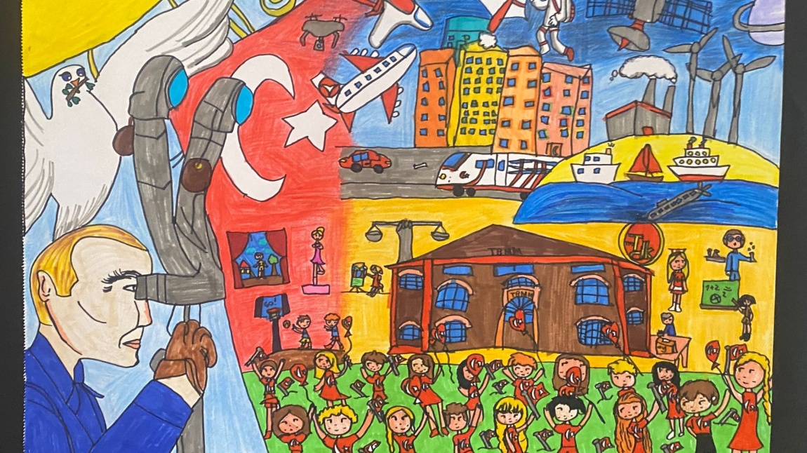3-G sınıfı öğrencimiz Simge ORTAKÇI Cumhuriyet Bayramı resim yarışmasında İl 1.’si olmuştur.